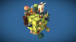 Cartoon world trees, forest, cute, plants, handpainted, lowpoly, gameart, stylized, fantasy, environment