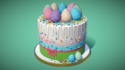 Easter Cake green, food, red, cake, orange, egg, cookie, purple, easter, pink, color, holiday, colorful, modeling, 3d, blue