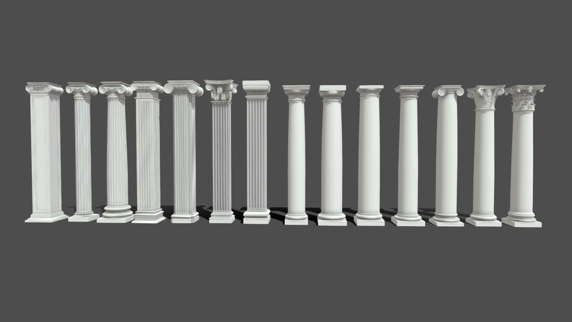 ,A collection of various Roman columns - A collection of various Roman columns - Buy Royalty Free 3D model by xinige 3d model