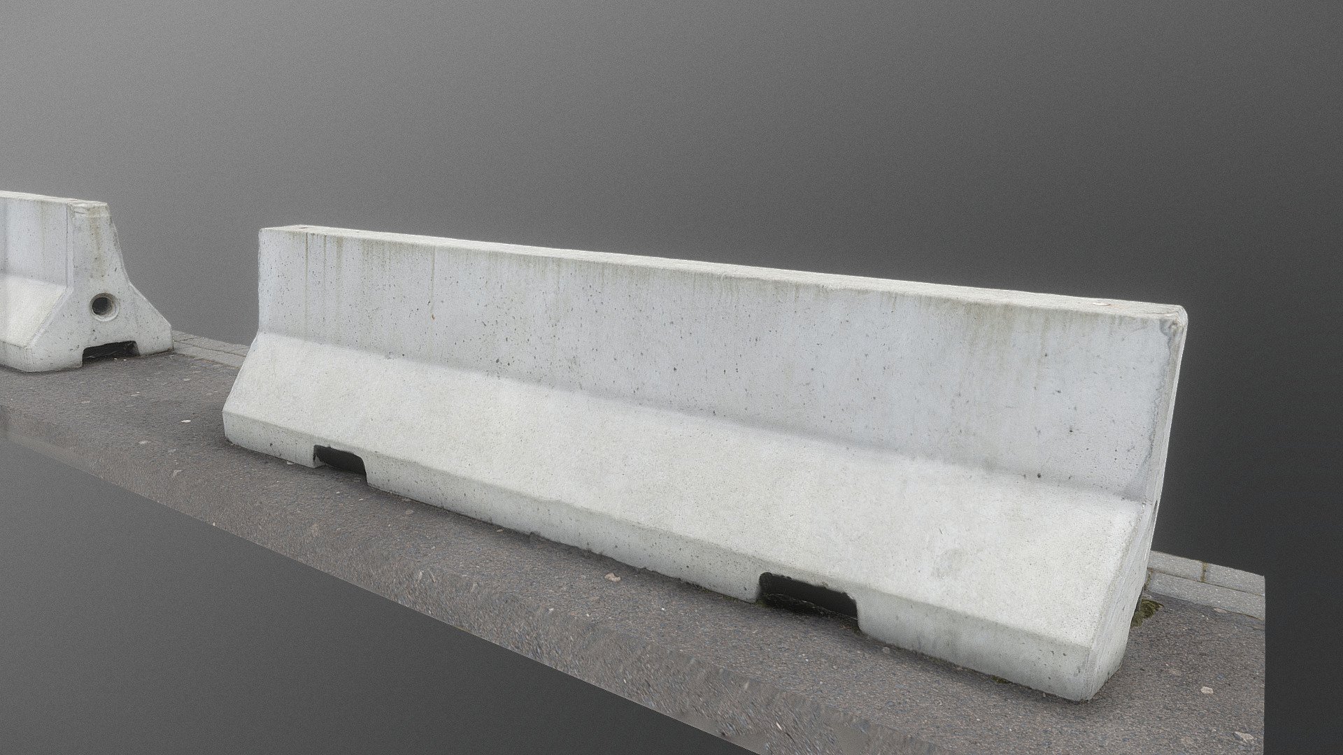 Two, dual 2 concrete jersey barriers road traffic walls on sphalt and some cobblestone

photogrammetry scan (220 x 24MP) - Two concrete jersey barriers road traffic walls - Buy Royalty Free 3D model by matousekfoto 3d model