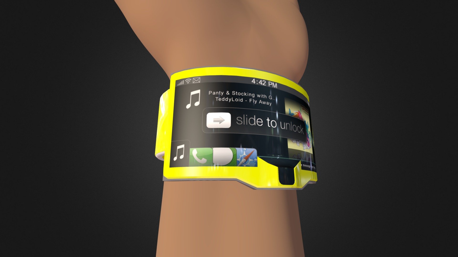 iWatch model. based mostly on iPod nano design and iPhone OS. The screen is small so you can interact with the movement of you hand instead of touching the screen not to hide it.  like this - iWatch - 3D model by Mestaty 3d model