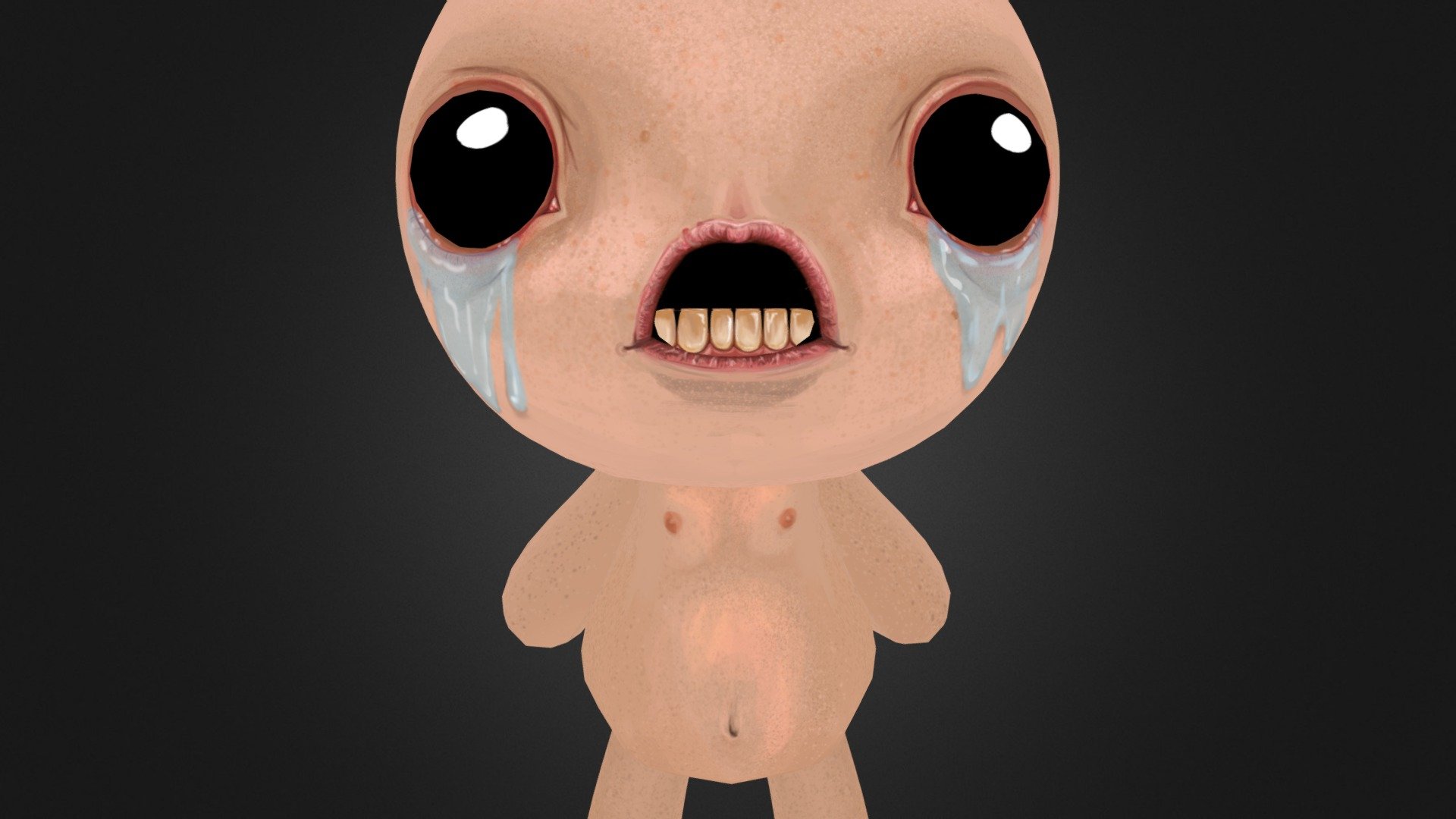 I just wanted something creepy to texture so I threw this model together. Not the best topology or the best anything really. :) A lot of fun to texture though. Hand drawn.
Character Isaac from the game Binding of Isaac 3d model