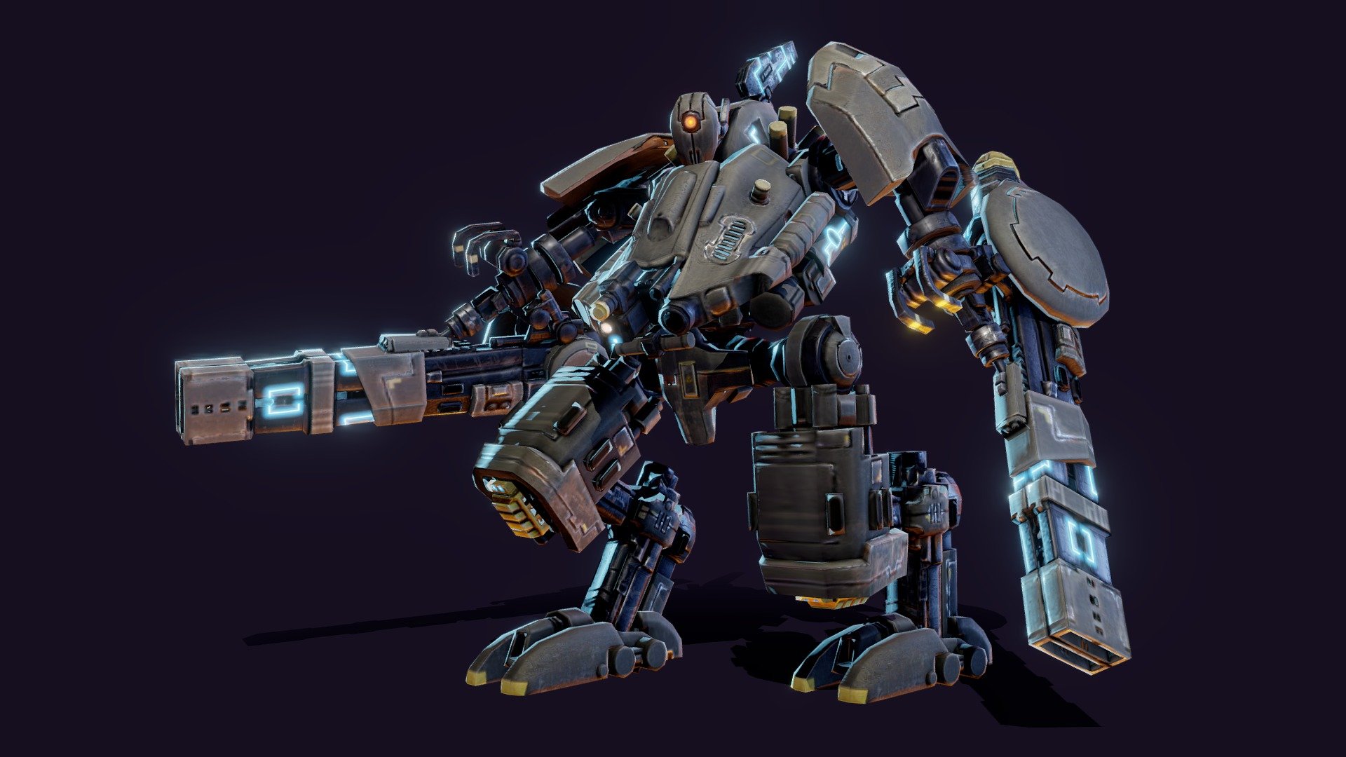 Inspired by W40K Tau Titan.
Check it in Marmoset 
view. Also check it with 
animation. And 
reference 3d model
